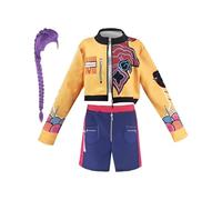 Demon Hunter Costume Kids Girls, Anime Rumi Mira Zoey Cosplay Outfits Kits with Purple Braid Wigs for 5-12 Years Girls