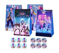 Demon Hunters 12 Pcs Paper Party Bags with 12 Stickers,Gift and Sweet Bags for Kids, Celebrations, Baby Shower, Birthday, Halloween, Christmas -12 x 7 x 21 cm