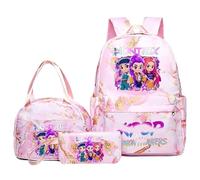 Demon Hunters 3-in-1 backpack set with lunch bag and pencil case, suitable for lightweight backpacks for teenagers(F)