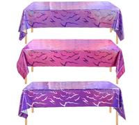 Demon Hunters Birthday Party Tablecloth Decorations, 3 Pink Purple Demon Energy Pattern Grad 108×54in Tablecover Sparkling Holographic Laser Korean Idol Movie Decor for Kids’Party Birthday Baby Shower