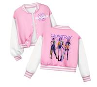 Demon Hunters Bomber Jacket for Girls Boys Button Down Long Sleeved Sports Jacket Coat, Baseball Style Y2K Streetwear Jacket for Kids, Funny Anime Character Prints Bomber Jackets