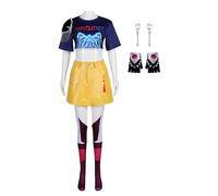 Demon Hunters Costume Mira Cosplay Uniform Outfits Top Skirt Socks with Gloves Women's Halloween Suit (Blue, XS)
