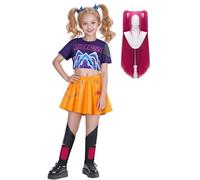 Demon Hunters Costume Rumi Cosplay Jacket Shorts Suit Zoey Outfits Mira Stage Uniform Suit for Halloween (Blue + Wig, XS)