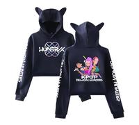 Demon Hunters Hoodies Girls Cropped Sweatshirt with Cat Ears Hip Hop Y2k Streetwear Cute Pullover