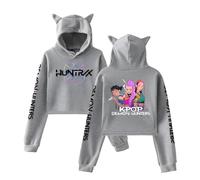 Demon Hunters Hoodies Girls Cropped Sweatshirt with Cat Ears Hip Hop Y2k Streetwear Cute Pullover