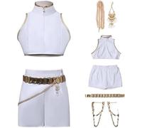 Demon Hunters Mira Cosplay HUNTERX Costume Anime Jacket Skirt Corset Earrings Adult Women Halloween Outfits Accessories (White GoldRumi, XL)