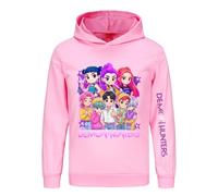 Demon Hunters Mira Rumi Zoey 100% Cotton Girls Cozy Hoodie Pullover K-Pop Inspired Streetwear Pink