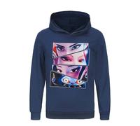 Demon Hunters Mira Rumi Zoey 100% Cotton Unisex Kids Sweatshirt with Hood K-Pop Style Cute Design Dark Blue