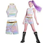 Demon-Hunting Stage Costume for Girls, K-Pop Idol Mira/Zoey/Rumi Performance Outfits, Anime Character Halloween Cosplay Dress Up (Rumi, 130cm)