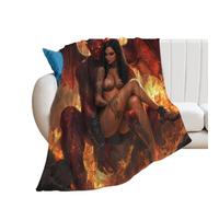 Demon & Lady Soft Flannel Blanket 250g Large Bed Blankets Lightweight Carpet for Sofa Couch Bed 40"*50" (100 * 130cm)