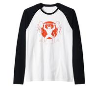 Demon Lifting Weights Halloween Moon Raglan Baseball Tee