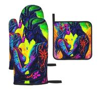 Demon Love Pattern Heat Resistant Colorful Kitchen Gloves Hot Pads, Cute Baker Stuff, Kitchen Gifts For Cooking Lover Cooks Mom