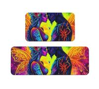 Demon Love Pattern Rug Cushioned Kitchen Rugs Sets Of 2 Comfort Standing Mat For Home Decor Sink,Kitchen Mats For Floor Non Slip Washable ，Laundr 17"X47"+17"X30"