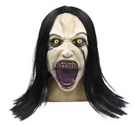 Demon Mask, Halloween Mask Crying Woman Horror Zombie with Wigs Full Head Scary Evil Creepy for Halloween Masquerade Party Cosplay Props for Home