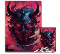 Demon Oni Mask 1000 Piece Jigsaw Puzzle Challenging Puzzles Colorful Home Decor Interactive Family Game 1000 PCS(38x26cm)