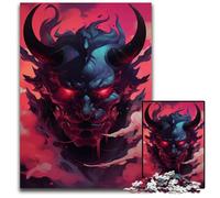 Demon Oni Mask Puzzles 1000 Pieces for Adults Wooden Jigsaw Puzzles for Travel Lovers Couples Challenging Toy 1000 PCS(75x50cm)