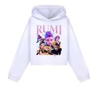 Demon Pop Hunters Sweatshirt for Girls Cartoon Graphic Prints Hooded Jacket Vintage Oversized Hip Hop Streetwear Long Sleeve Autumn Winter Hoodie for Students Boys Girls Fans (White, 7-8 Years)