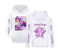 Demon Pop Hunters Sweatshirt for Girls Cartoon Graphic Prints Pullover Hip Hop Oversized Vintage Streetwear Autumn Winter Long Sleeve Hoodie for Students Boys Girls Fans (1-White, 11-13 years)
