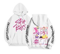 Demon Pop Hunters Sweatshirt for Women UK Animation Oversized Autumn Winter Hoodies Cartoon Print Long Sleeve Ladies Pullover Vintage Fashion Costume (2-White, XL)