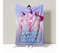 Demon Pop Hunters Velveteen Plush Blanket K-Pop Anime Fan Gift Cozy Korean Fantasy Art Throw for Girls Bed 30 x 40 Inch