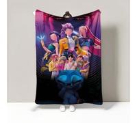 Demon Pop Hunters Velveteen Plush Blanket K-Pop Anime Fan Gift Cozy Korean Fantasy Art Throw for Girls Bed 30 x 40 Inch (M04)