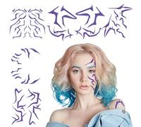 Demon Purple Hunter Temporary Tattoos, Rumi Tattoo Stickers, 6 Sheets of Gothic Dark Style Body Art, 21x25cm Large Size, Easy to Apply and Remove, Waterproof and Long Lasting