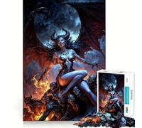 Demon Queen Lilith on A Throne of Skulls Jigsaw Puzzle 1000 Piece for Teenagers Memory Build Vivid Color Playful Challenge Great Gift (50x75cm)