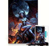 Demon Queen Lilith on A Throne of Skulls Jigsaw Puzzles 1000 Pieces Recall Boost Clean Connection Real Challenge Xmas Gift (38x26cm)
