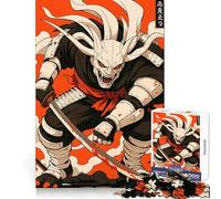 Demon Samurai Warrior with Bloody Katana Jigsaw 1000 Pieces for Teenagers Logic Skill Precise Edge Family Bond Ideal Decor (50x75cm)