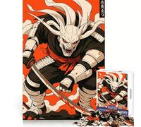 Demon Samurai Warrior with Bloody Katana Jigsaw 1000 Pieces for Teenagers Logic Skill Precise Edge Family Bond Ideal Decor (38x52cm)