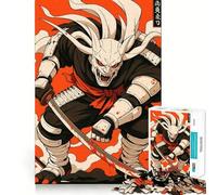 Demon Samurai Warrior with Bloody Katana Jigsaw 1000 Pieces for Teenagers Logic Skill Precise Edge Family Bond Ideal Decor (38x52cm)