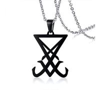 Demon Side of Lucifer Satanic Jewelry Seal Sigil Symbol of Pendant Necklace in Black Gothic Pagan Satan Unisex Jewelry