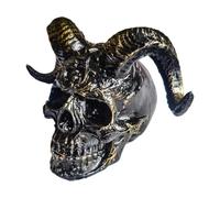 Demon Skull Statue - Mysterious Black Skull Head Figurine Gothic Sculpture - Resin Table Decoration for Home Office Desktop - Black Series Behind the Scenes Creative Crafts