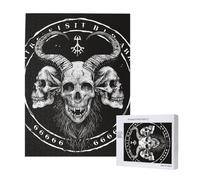 Demon Skulls 666 Gothic Mystical Magic Satan Hell Black Personalised 500 Piece Wooden Jigsaw Puzzle For Adults, Custom Portrait Picture
