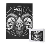 Demon Skulls 666 Mystical Gothic Magic Satan Hell Black Personalised 500 Piece Wooden Jigsaw Puzzle For Adults, Custom Portrait Picture