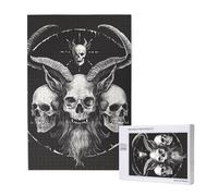 Demon Skulls 666 Mystical Magic Gothic Satan Hell Black Personalised 1000 Piece Wooden Jigsaw Puzzle For Adults, Custom Portrait Picture