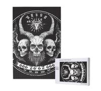 Demon Skulls 666 Mystical Magic Satan Hell Gothic Black Personalised 1000 Piece Wooden Jigsaw Puzzle For Adults, Custom Portrait Picture