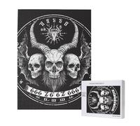 Demon Skulls 666 Mystical Magic Satan Hell Gothic Black Personalised 500 Piece Wooden Jigsaw Puzzle For Adults, Custom Portrait Picture