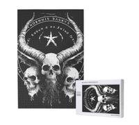 Demon Skulls 666 Mystical Satan Magic Hell Gothic Black Personalised 1000 Piece Wooden Jigsaw Puzzle For Adults, Custom Portrait Picture