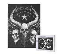 Demon Skulls 666 Mystical Satan Magic Hell Gothic Black Personalised 500 Piece Wooden Jigsaw Puzzle For Adults, Custom Portrait Picture