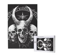 Demon Skulls 666 Satan Mystical Magic Hell Gothic Black Personalised 1000 Piece Wooden Jigsaw Puzzle For Adults, Custom Portrait Picture