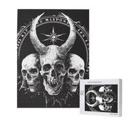 Demon Skulls 666 Satan Mystical Magic Hell Gothic Black Personalised 500 Piece Wooden Jigsaw Puzzle For Adults, Custom Portrait Picture