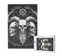 Demon Skulls Magic Satan Hell 666 Mystical Gothic Black Personalised 1000 Piece Wooden Jigsaw Puzzle For Adults, Custom Portrait Picture