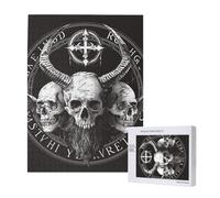 Demon Skulls Satan 666 Mystical Magic Hell Gothic Black Personalised 500 Piece Wooden Jigsaw Puzzle For Adults, Custom Portrait Picture