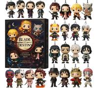 Demon Slayer Advent Calendar 2025 Children 24 Days Christmas Countdown Calendar with 2D Acrylic Iconic Character Christmas Trees Ornaments, Blade of Fate Surprise Box (F)