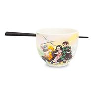 Demon Slayer Cast Japanese Ceramic Dinnerware Set | Includes 18-Ounce Ramen Noodle Bowl and Wooden Chopsticks | Asian Food Dish Set For Home & Kitchen | Anime Manga Gifts and Collectibles