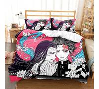 Demon Slayer Duvet Cover Set with Matching Pillow Cases 120 Thread Count Guaranteed Quilt Protector Cover Premium Bedding Collection Extra Soft (135x200cm(Single),DS 01)