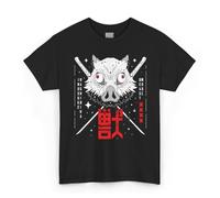 Demon Slayer - Inosuke Hashibira, Beast Mode, T-Shirt Black T-Shirt, Short Sleeve, Unisex Adults, 100% Cotton, Gift Idea Anime Manga, Black, M