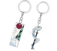 Demon Slayer Keychain Anime Keyring for Demon Slayer Fans, 2Pcs Demon Slayer Merch Key Chain Keyrings Rings Kids Christmas Party Supplies Favors Bags fillers Novelty Toy Birthday Gifts for Boys Girls