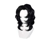 Demon Slayer Kimetsu No Yaiba Ayaki Rui Cosplay Wig Black Middle Part Facial Hair Wig for Adult Halloween+ Free Hair Net Ayaki Rui